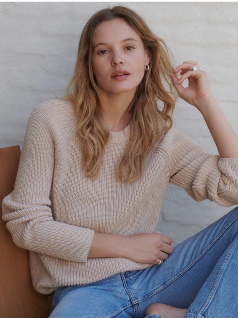 Jenni Kayne Fisherman Sweater XL Oatmeal